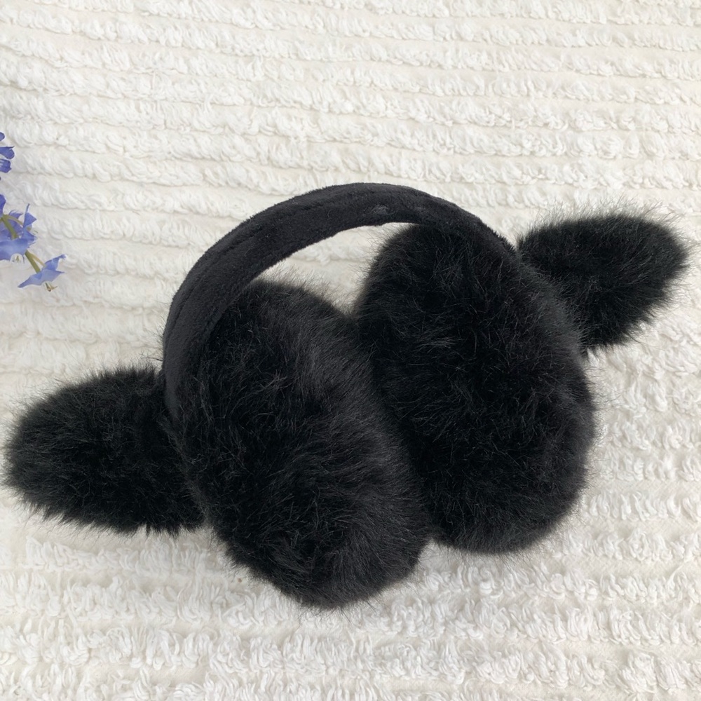 Black Fluffy Cat Ear Earmuffs